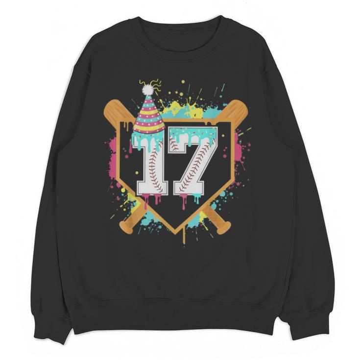 17th Birthday Baseball Drip Number 17 Year Old Birthday Boy Unisex Sweatshirt