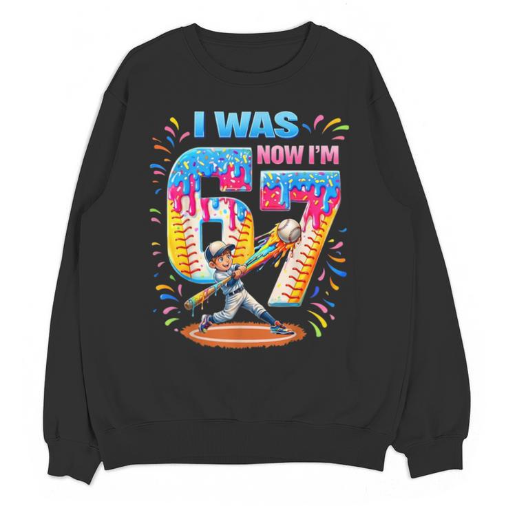 I Was 6 Now I'm 7 Baseball Birthday Boy For Teens Kids Unisex Sweatshirt