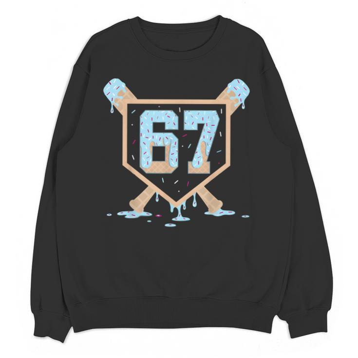 67 Ice Cream Drip Baseball Meme Six Seven Gen Alpha Unisex Sweatshirt