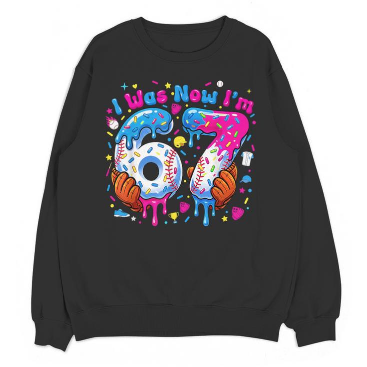7th Birthday I Was 6 Now I'm 7 Baseball Ice Cream Drip Unisex Sweatshirt