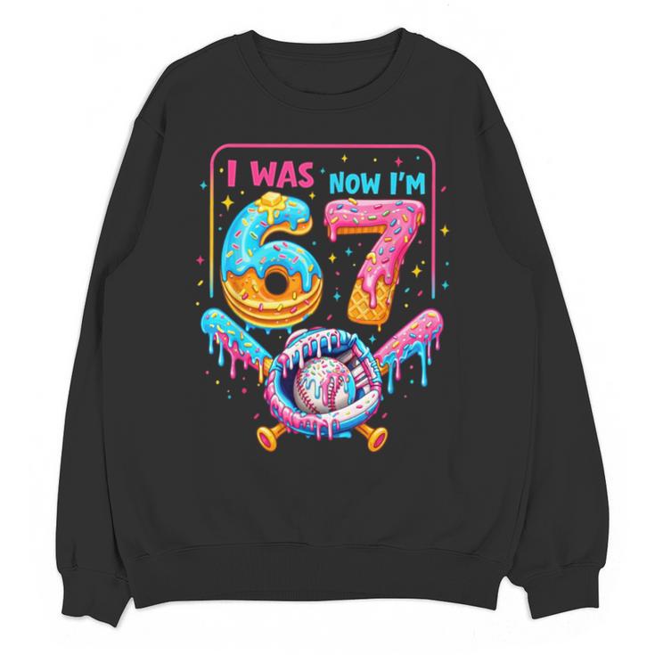 7th Birthday Boys I Was 6 Now I'm 7 Baseball Ice Cream Drip Unisex Sweatshirt