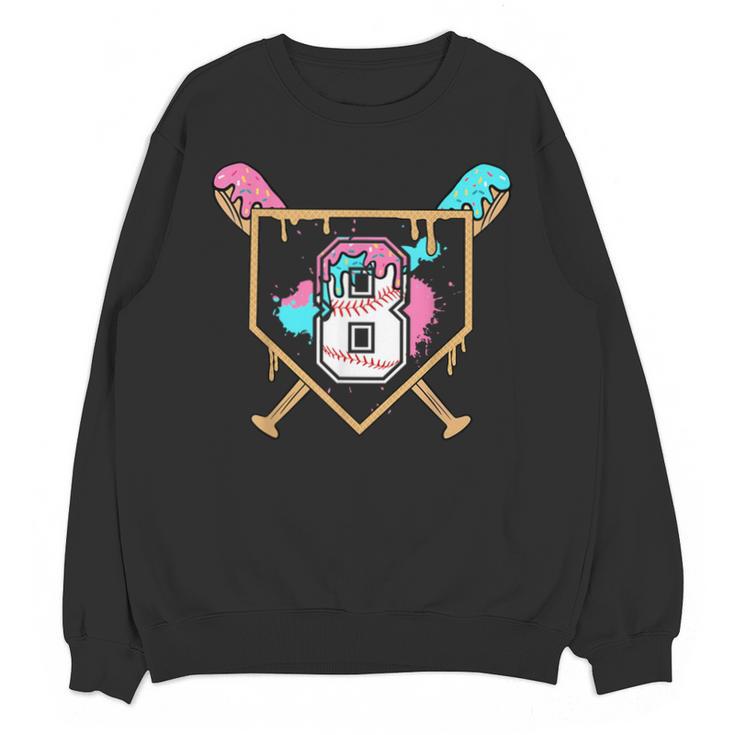 8th Birthday Baseball Bat Ice-Cream Drip 8yrs Old Boys Girls Unisex Sweatshirt 8th Birthday Baseball Bat Ice-Cream Drip 8yrs Old Boys Girls Unisex Sweatshirt