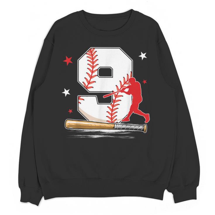 9 Years Old Baseball Birthday Boy 9th Bday Party Unisex Sweatshirt