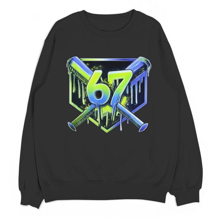 Awesome 67 Baseball Drip Effect Baseball 6-7 Meme Graphic Unisex Sweatshirt