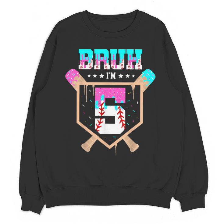 Baseball 5 Year Old Ice Cream Drip 5th Birthday Boys Player Unisex Sweatshirt