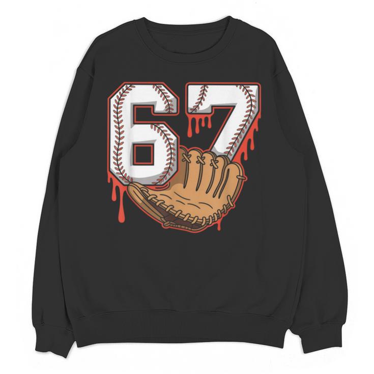 Baseball 67 Six Seven Alpha Slang 6 7 Meme Kids Teachers Boy Unisex Sweatshirt