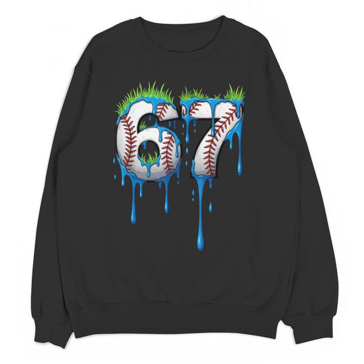 Baseball 67 Six Seven Gen Alpha Meme Blue Drip Boys Unisex Sweatshirt