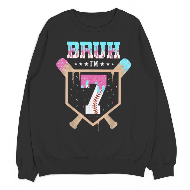 Baseball 7 Year Old Ice Cream Drip 7th Birthday Boys Player Unisex Sweatshirt
