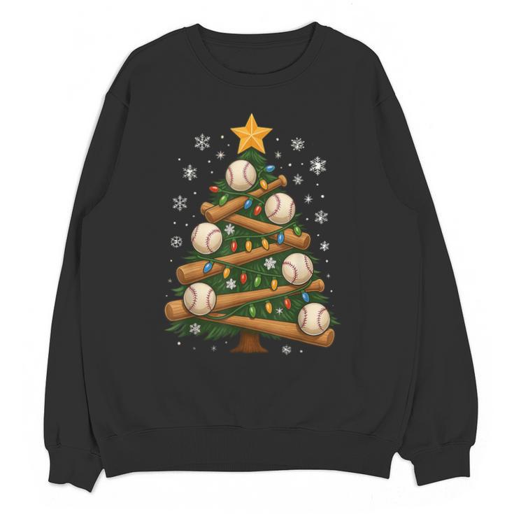 Baseball Bat Christmas Tree Lights Holiday Xmas Unisex Sweatshirt