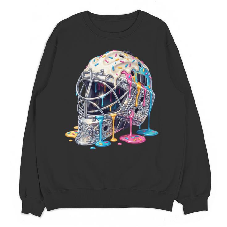 Baseball Catcher Mask Ice Cream Dripping Baseball Boys Unisex Sweatshirt