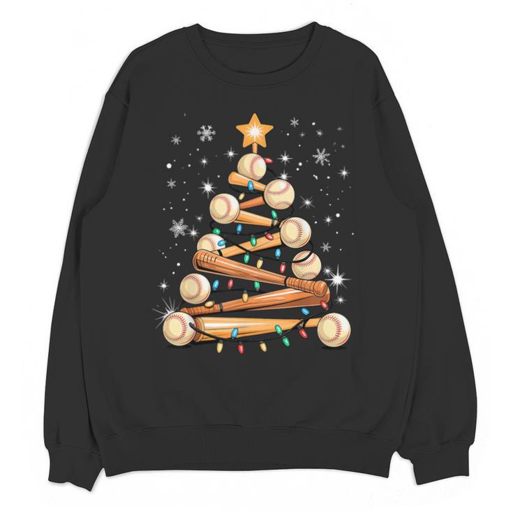 Baseball Christmas Tree Light Xmas Baseball Unisex Sweatshirt