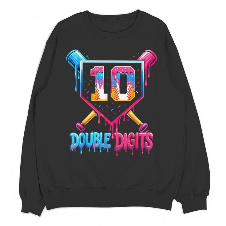 Baseball Drip 10th Birthday Boy Double Digits Ice Cream Drip Unisex Sweatshirt
