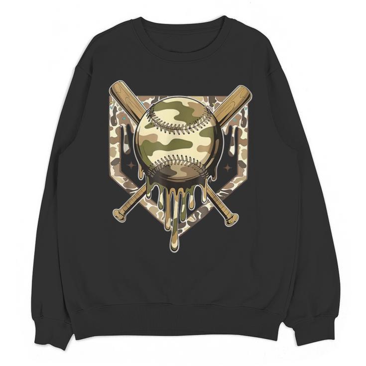 Baseball Drip For Boys Ice Cream Dripping Boys Baseball Camo Unisex Sweatshirt