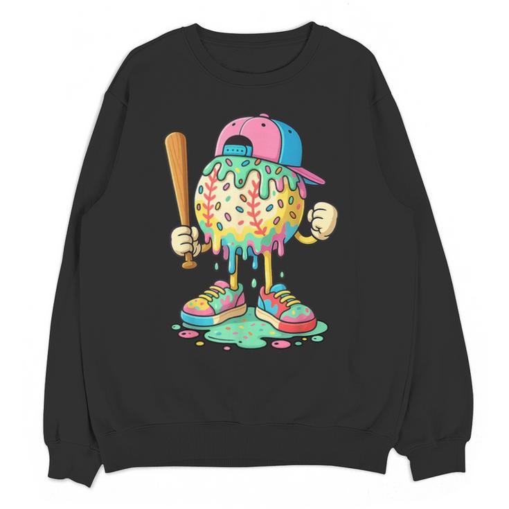 Baseball Drip For Boys Ice Cream Drip Baseball Sport Unisex Sweatshirt