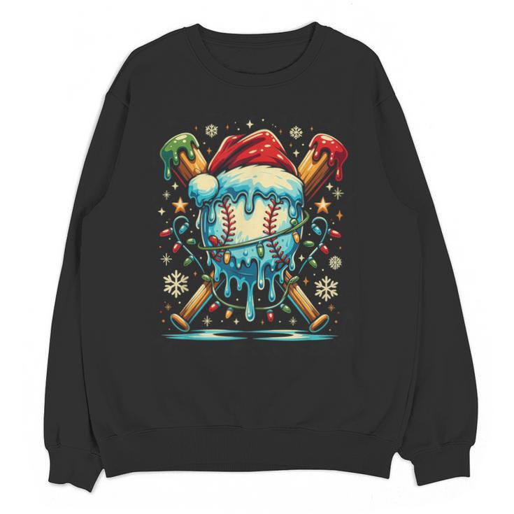 Baseball Drip Boys Youth Santa Christmas Baseball Unisex Sweatshirt