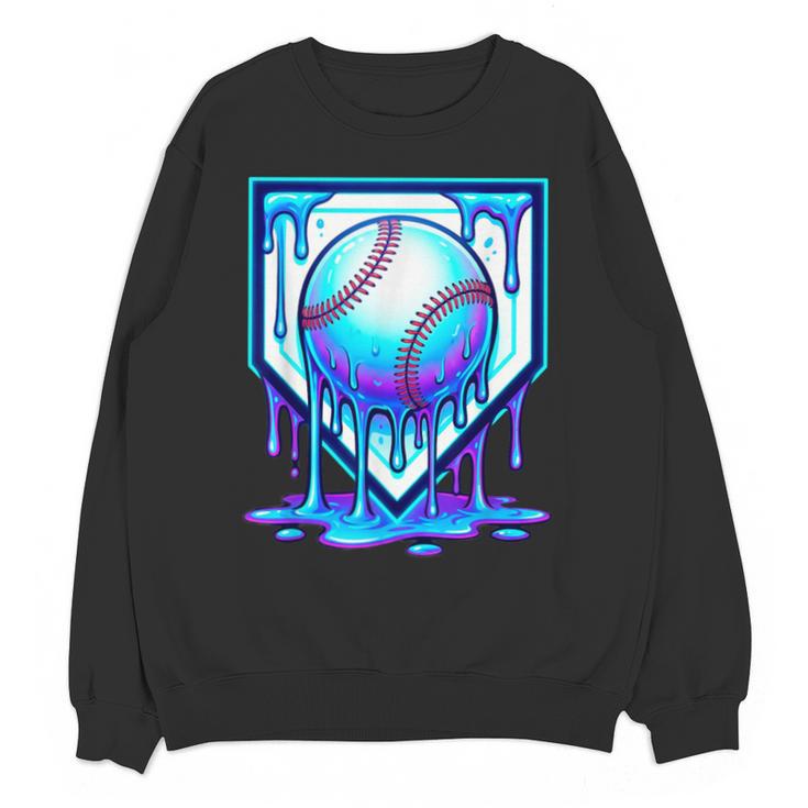 Baseball Drip Ice Cream Blue Glow Melt Ball Graphic Unisex Sweatshirt