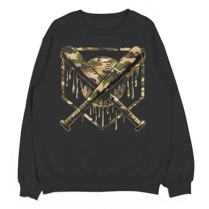 Baseball Drip Ice Cream Camo Home Plate Bats Sports Game Day Unisex Sweatshirt