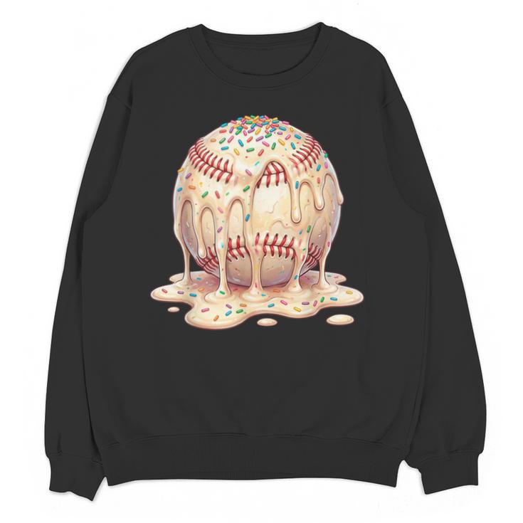 Baseball Drip Ice Cream Melting Illustration Unisex Sweatshirt