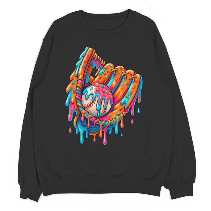 Baseball Drip Ice Cream Sprinkles Baseball Glove For Boys Unisex Sweatshirt