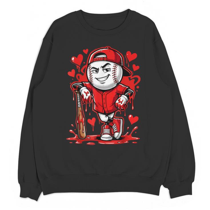Baseball Drip Icecream Heart Red Valentine Day Boys Kids Unisex Sweatshirt