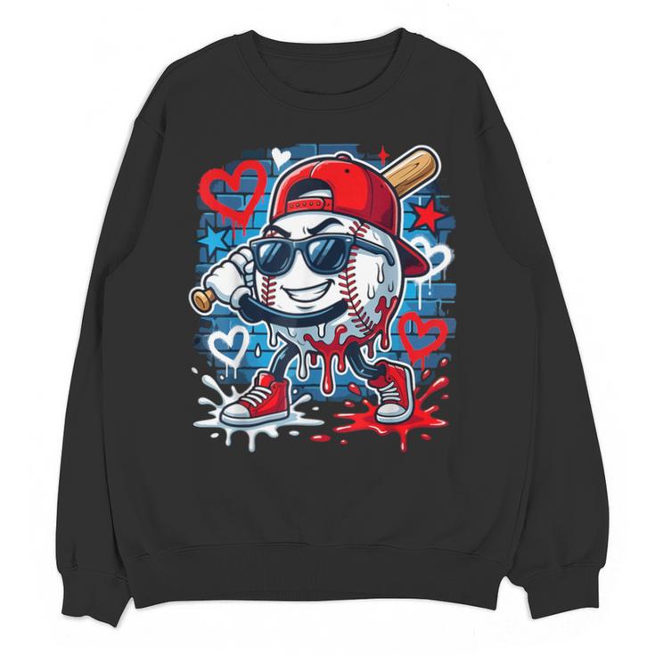Baseball Drip Icecream Heart Valentine Day Boys Kids Red Unisex Sweatshirt