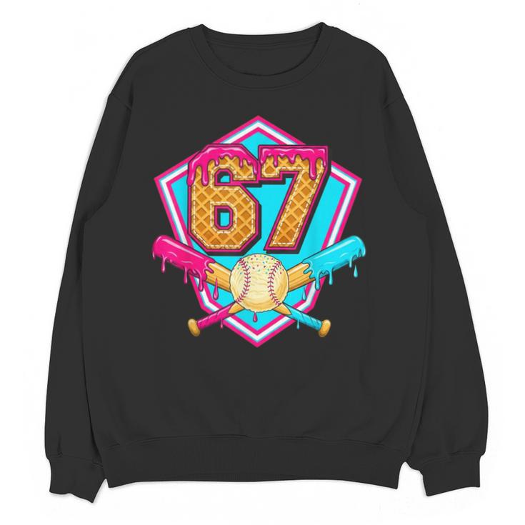 Baseball Drip Jersey Number 67 For Players & 67th Birthday Unisex Sweatshirt