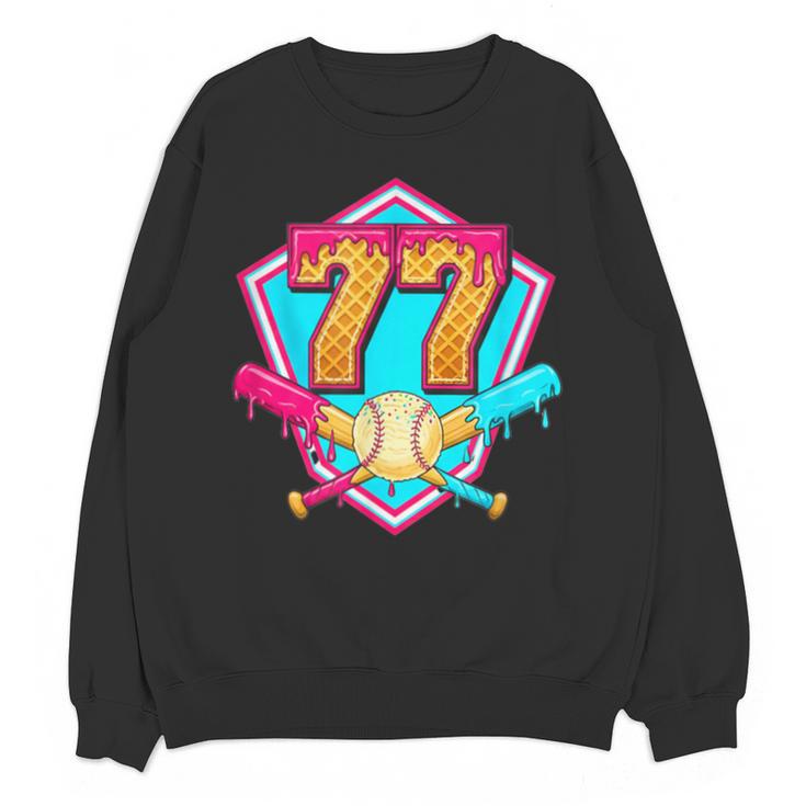 Baseball Drip Jersey Number 77 For Players & 77th Birthday Unisex Sweatshirt