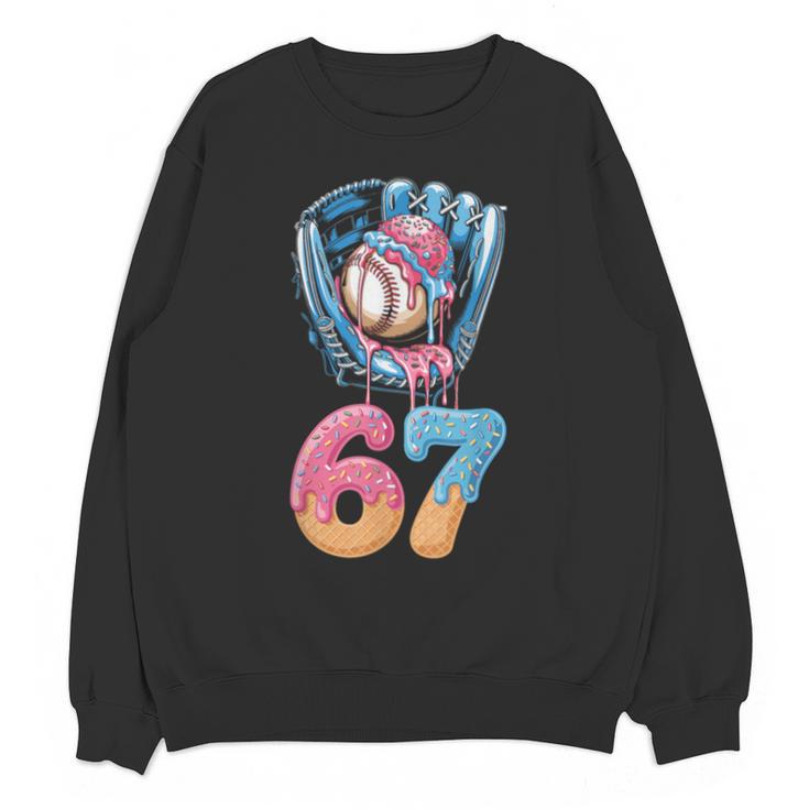 Baseball Drip Number 67 Player 67th Birthday Ice Cream 67 Unisex Sweatshirt