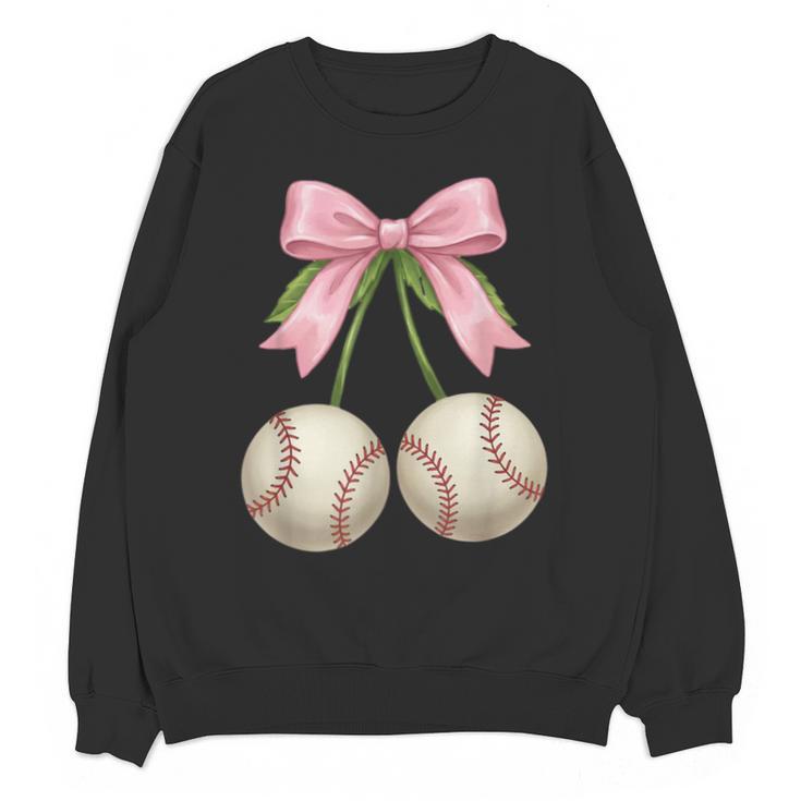Baseball Girls Women Coquette Pink Bow Baseball Unisex Sweatshirt