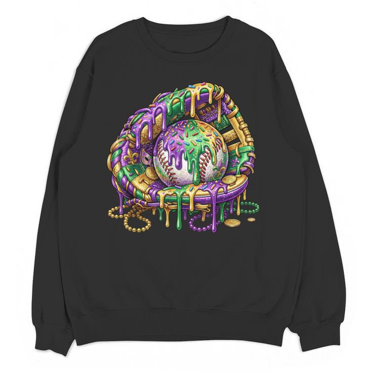 Baseball Glove Ice Cream Mardi Gras Dripping Boys Youth Kids Unisex Sweatshirt