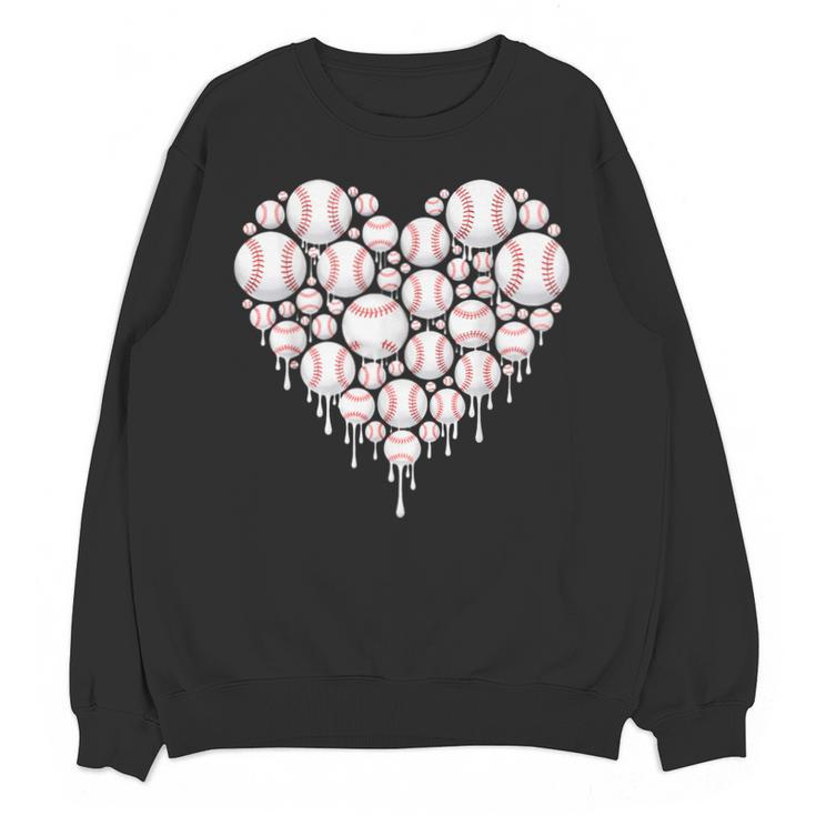 Baseball Heart Drip Valentine's Day Baseball Lover Boys Men Unisex Sweatshirt
