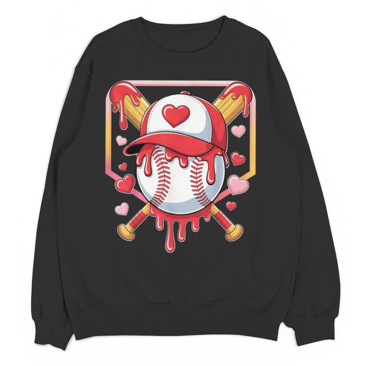 Baseball Heart Valentines Day Baseball Ice Cream Drip Boys Unisex Sweatshirt