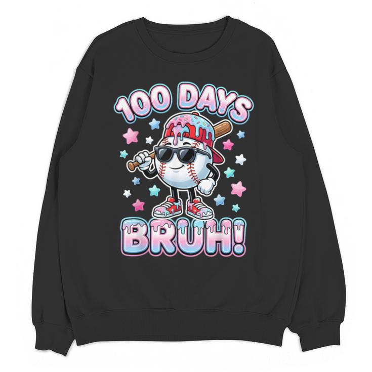 Baseball Ice Cram Drip 100 Days Of School 100th Boys Youth Unisex Sweatshirt