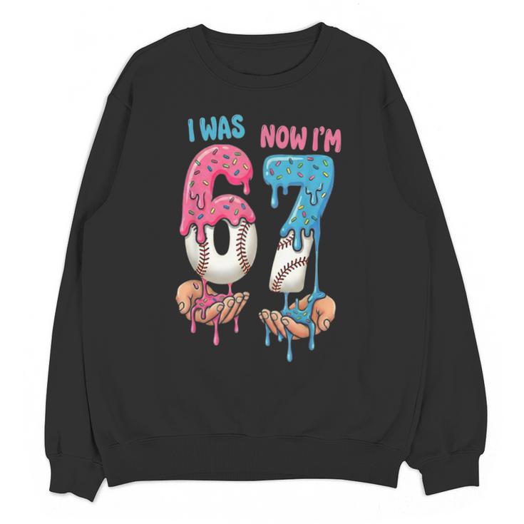 Baseball Ice Cream I Was 6 Now I'm 7 67 Birthday Boy Unisex Sweatshirt