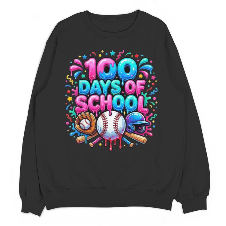 Baseball Ice Cream Drip 100 Days Of School Student Teacher Unisex Sweatshirt