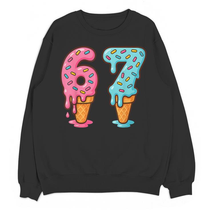 Baseball Ice Cream Drip 6 7 Kids 67 Birthday Unisex Sweatshirt
