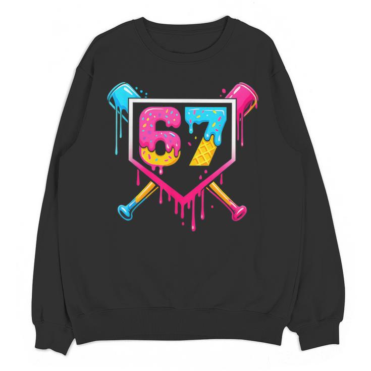 Baseball Ice Cream Drip 67 Meme Six Seven 67th Birthday Unisex Sweatshirt