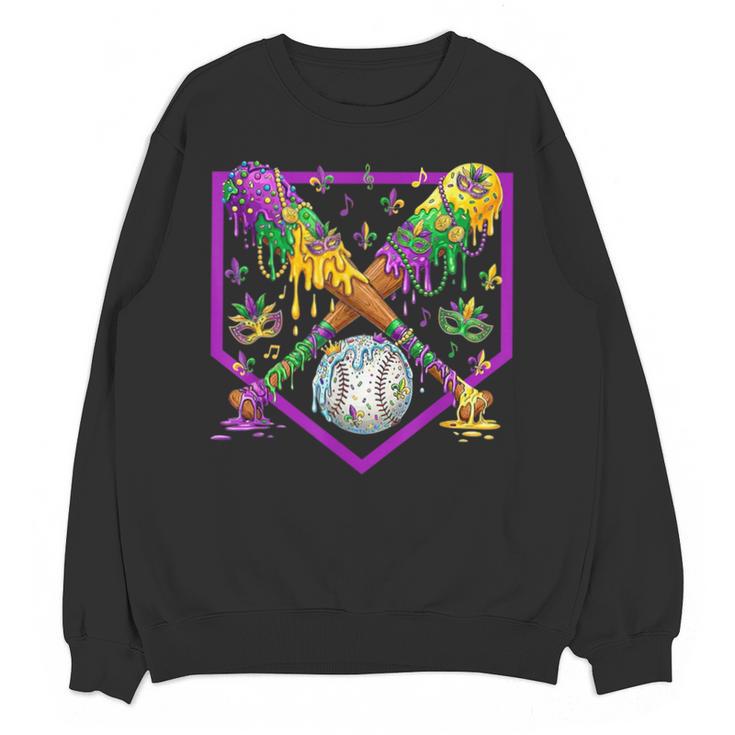 Baseball Ice Cream Drip Boys Mardi Gras Carnival Party Mask Unisex Sweatshirt