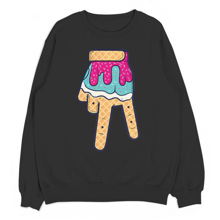 Baseball Ice Cream Drip Home Plate Glove Respect Drip 2 Side Unisex Sweatshirt