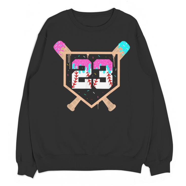 Baseball Ice Cream Drip Number 23 Player 23rd Birthday Unisex Sweatshirt