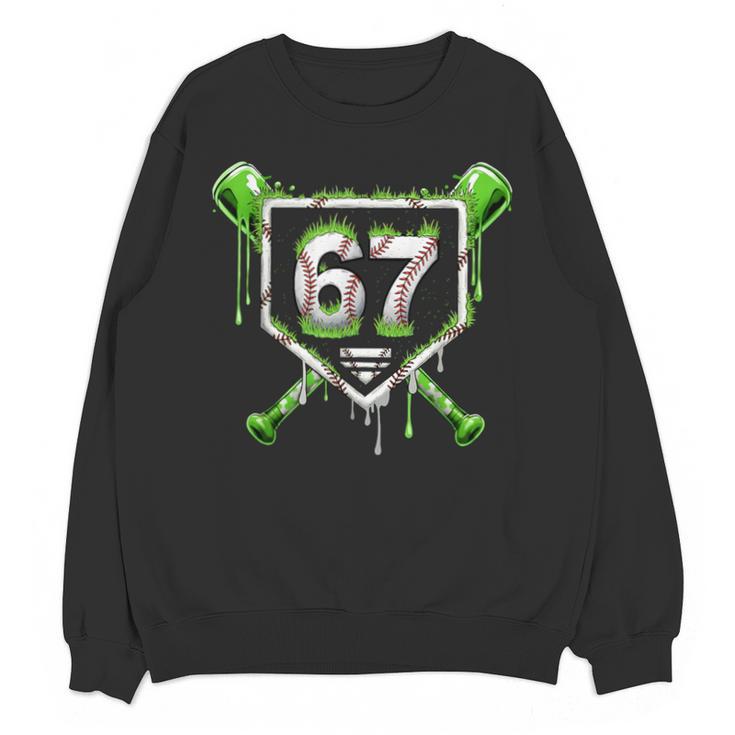 Baseball Ice Cream Drip Number 67 Player 67th Birthday Kids Unisex Sweatshirt