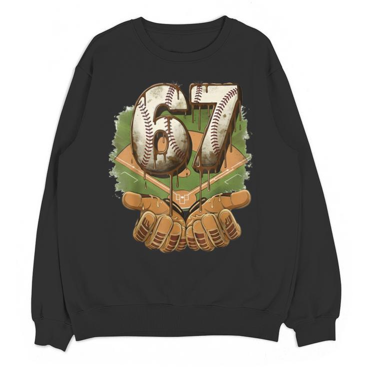 Baseball Ice Cream Drip Number 67 Playground Player 67th Unisex Sweatshirt
