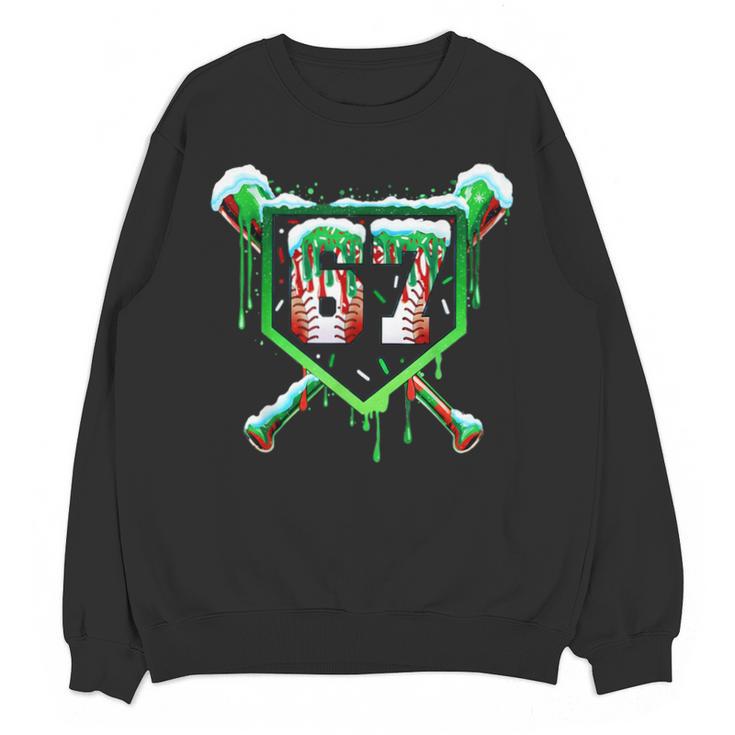 Baseball Ice Cream Drip Number 67 Six Seven Meme Christmas Unisex Sweatshirt