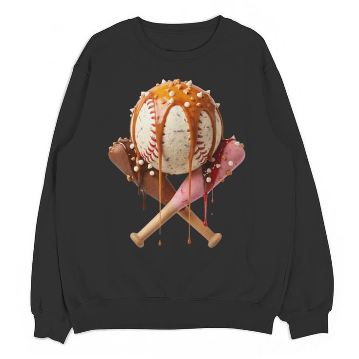 Baseball Ice Cream Drip Style Melting Ice Cream Youth Teen Unisex Sweatshirt
