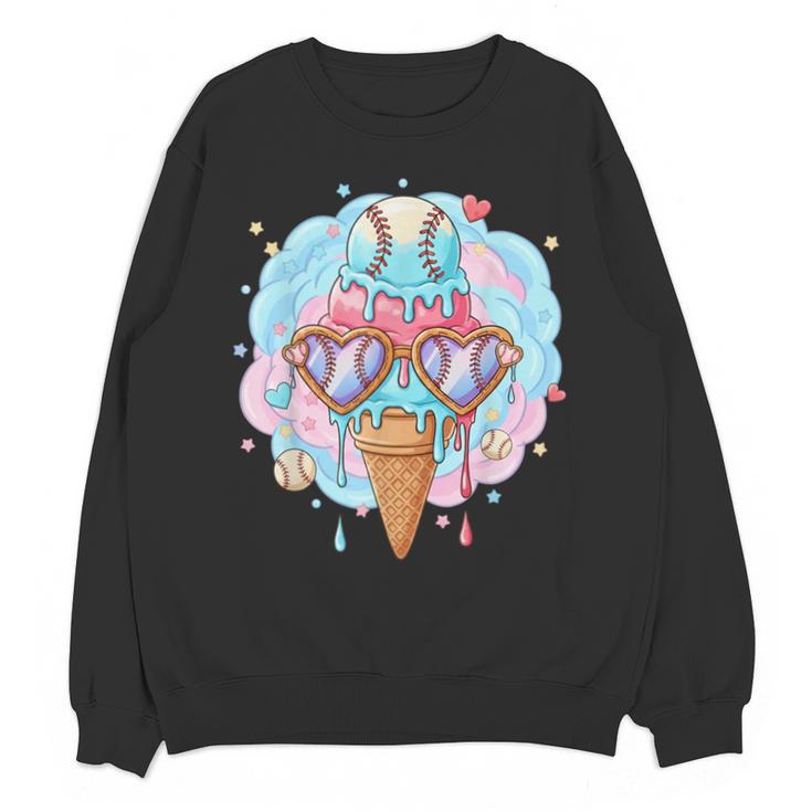 Baseball Ice Cream Heart Sunglasses Youth Boys Valentine Unisex Sweatshirt
