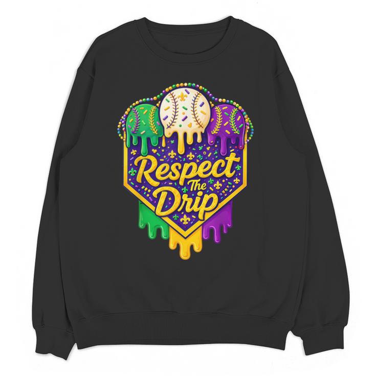 Baseball Ice Cream Respect The Drip Mardi Gras Carnival Boys Unisex Sweatshirt