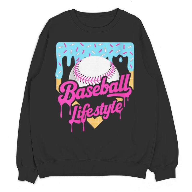 Baseball Life Lifestyle Home Plate Ice Cream Drip Men Boys Unisex Sweatshirt