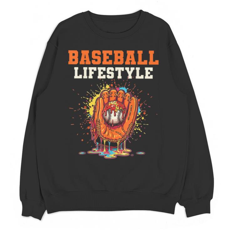Baseball Lifestyle Ice Cream Drip Baseball Glove Crossed Bat Unisex Sweatshirt