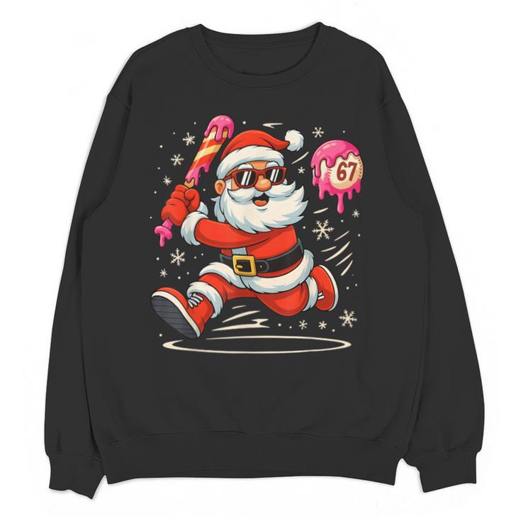 Baseball Santa 67 Baseball Christmas Pajamas Xmas Men Boy 67 Unisex Sweatshirt