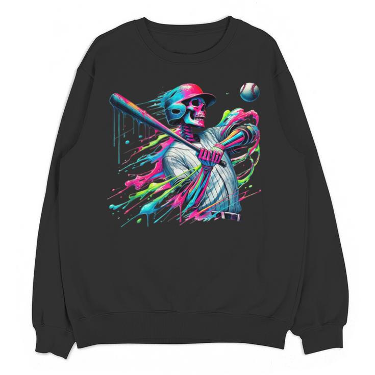 Baseball Skeleton Ice Cream Drip Baseball Boys Youth Unisex Sweatshirt